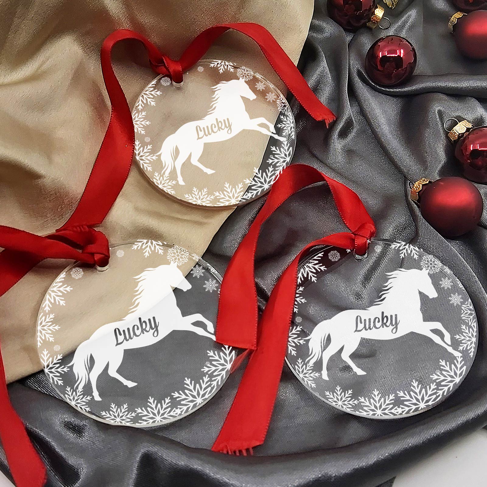 Personalisierte Pferde Weihnachtsdeko