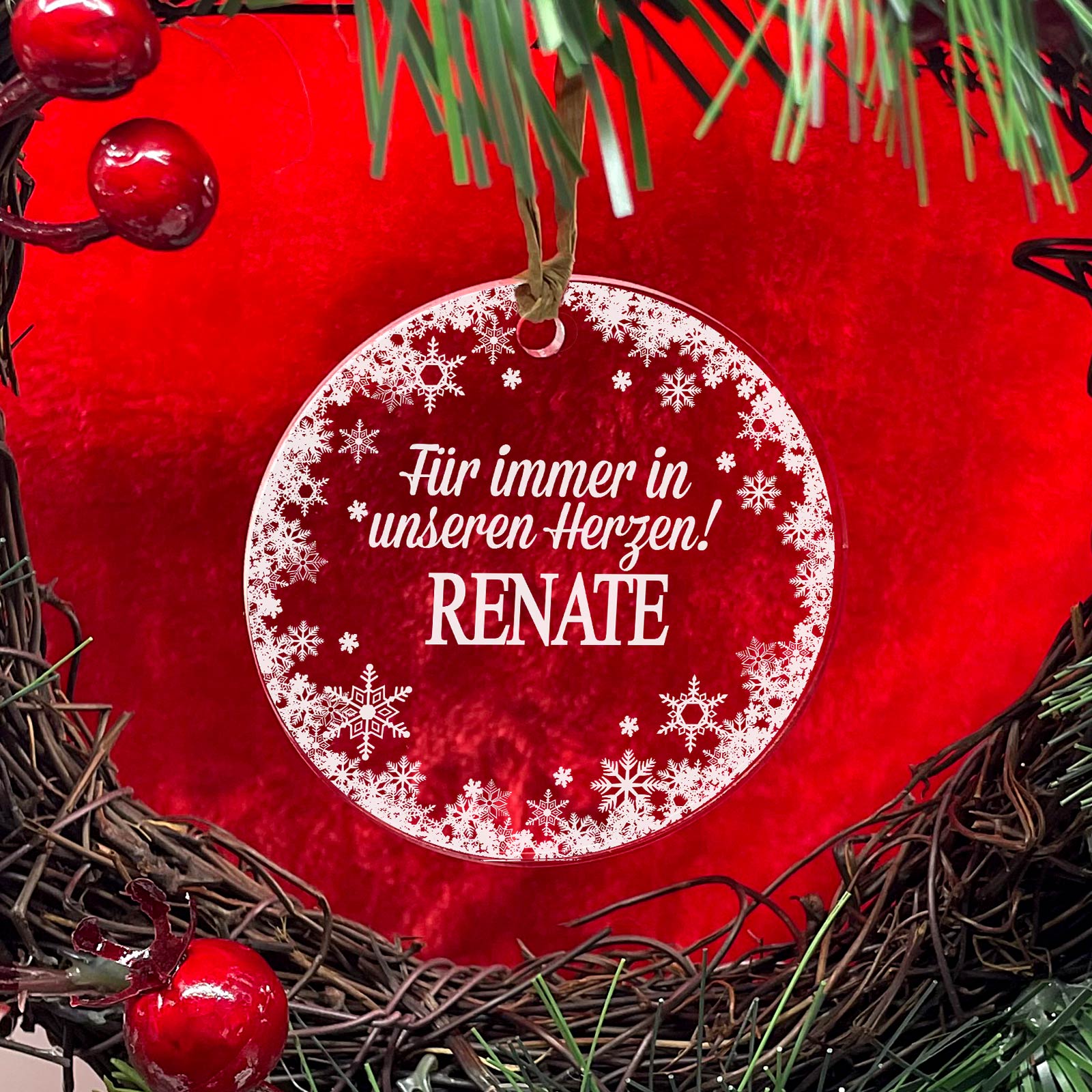 Für immer in unseren herzen - Weihnachtsdeko mit Schneeflocken